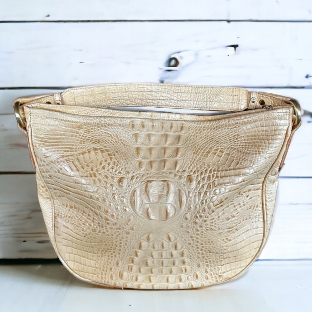 Brahmin Melbourne Croc Embossed Large Shoulder Bag Purse Leather Handbag Tote